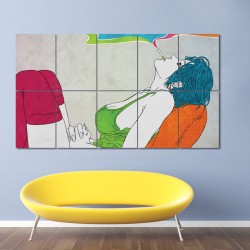 Smoking Woman  Block Giant Wall Art Poster (P-0035)