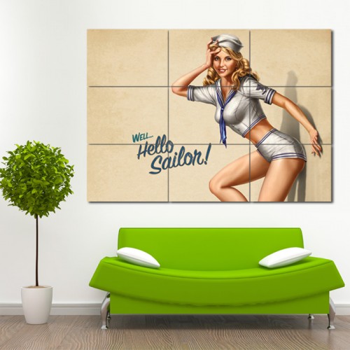 Well Hello Sailor Pin Up Wand-Kunstdruck Riesenposter 