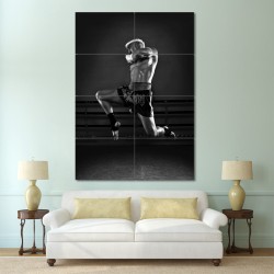 Muay Thai Boxing Flying Knee Block Giant Wall Art Poster (P-0112)