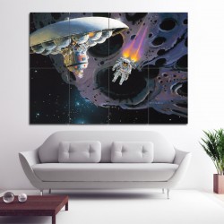 Exploring the Asteroids - Robert McCall Block Giant Wall Art Poster (P-0287)