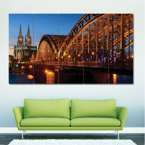 Cathedral and Hohenzollern Bridge  Wand-Kunstdruck Riesenposter