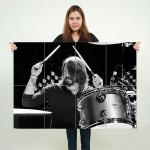 โปสเตอร์ ขนาดใหญ่ นักดนตรี Dave Grohl Drumming เดฟ โกรล 