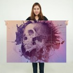 Watercolour skull Wand-Kunstdruck Riesenposter