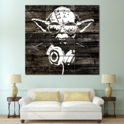 Yoda Wood Graffiti - Star Wars Block Giant Wall Art Poster (P-0550)