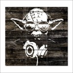 Yoda Wood Graffiti - Star Wars Block Giant Wall Art Poster 