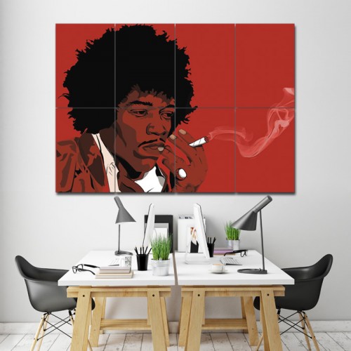 Jimi Hendrix Smoking Block Giant Wall Art Poster