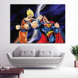 Superman VS Goku Super Saiyajin Wand-Kunstdruck Riesenposter (P-0574)