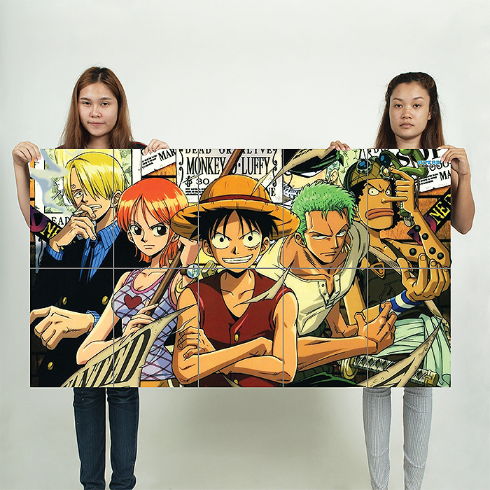 One Piece Manga Anime Version 3 Block Giant Wall Art Poster