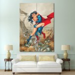 Superman Kissing Wonder Woman Block Giant Wall Art Poster