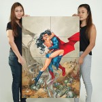 Superman Kissing Wonder Woman Block Giant Wall Art Poster