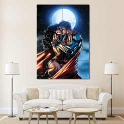 Superman Wonder Woman Moon Kiss  Kunstdruck Riesenposter (P-0859)