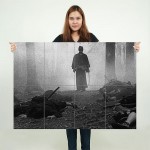 Forest Samurai Grayscale Block Giant Wall Art Poster 