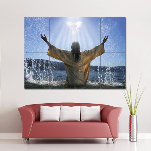 Baptism Jesus Religion God Block Giant Wall Art Poster 