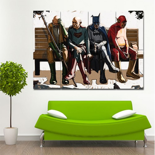 Old Superheroes  Superman Aquaman Flash Batman  Block Giant Wall Art Poster