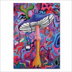 Psychedelic Mushroom Trippy Block Giant Wall Art Poster 