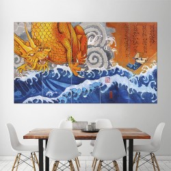 Samurai Monk Dragon Block Giant Wall Art Poster (P-1172)