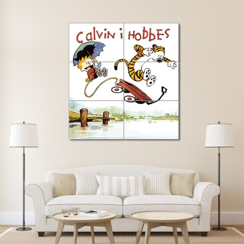 Calvin and Hobbes Jumping Block Giant Wall Art Poster