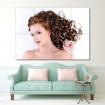 Women Curly Haircut Block Giant Wall Art Poster