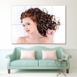 Women Curly Haircut Block Giant Wall Art Poster (P-1323)