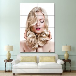 Long Curly Blonde Hairstyle  Barber Haircuts Block Giant Wall Art Poster (P-1328)