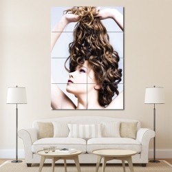 Long Brown Curly Hair Styles Barber Haircuts Block Giant Wall Art Poster (P-1330)