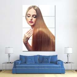 Long Straight Gold Brown Hairstyles Barber Haircuts Block Giant Poster (P-1333)