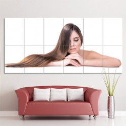 Long Straight Brown Hairstyles Barber Haircuts Block Giant Wall Art Poster (P-1339)