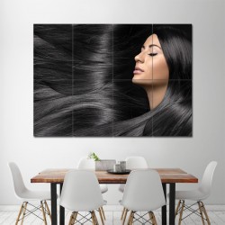 Long Straight Black Hairstyle Barber Haircuts Block Giant Wall Art Poster (P-1343)