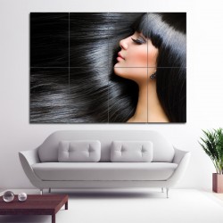 Long Black Straight Hairstyles With Bangs Barber Haircuts Block Giant Poster (P-1347)