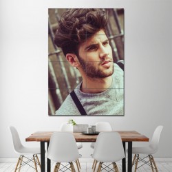 Men curly Medium Length hairstyles Barber Haircuts Block Giant Poster (P-1348)