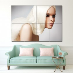 Long Straight Blonde Hair Barber Haircuts Block Giant Wall Art Poster (P-1353)