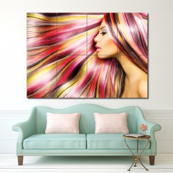 Colorful Long Straight Hairstyle Barber Haircuts Block Giant Poster (P-1359)