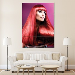 Red Straight hair with front bangs  Barber Haircuts Block Giant Poster (P-1360)