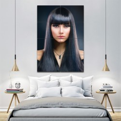 Long Black Straight Hair With Bangs Barber Haircuts Block Giant Poster (P-1364)