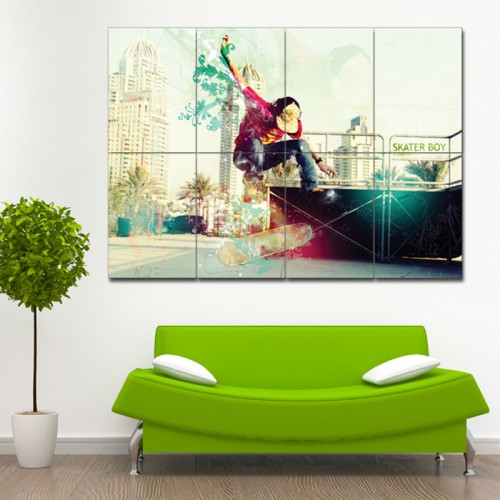 Skateboard Skater Boy Wand-Kunstdruck Riesenposter