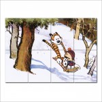 Calvin and Hobbes Snow sled Block Giant Wall Art Poster 