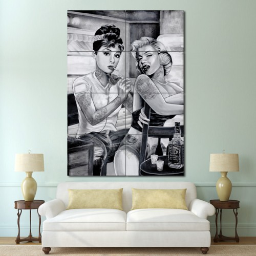 Audrey Hepburn and Marilyn Monroe Tattoo Giant Poster