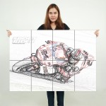 Ducati Motorcycle Bike Race Sketch Block Giant Wall Art Poster