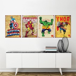 Iron Man, Thor, Hulk, Captain America Wand-Kunstdruck Poster (P-1476)