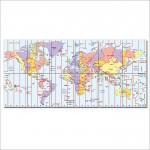 Time Zone World Map  Block Giant Wall Art Poster 