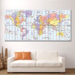 Time Zone World Map  Block Giant Wall Art Poster 