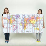 Time Zone World Map  Block Giant Wall Art Poster 