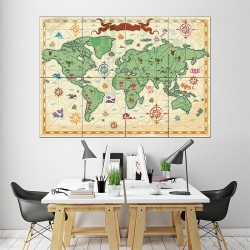 Nursery World Map Block Giant Wall Art Poster (P-1484)