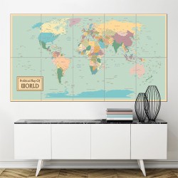 Political Map of World Block Giant Wall Art Poster (P-1485)