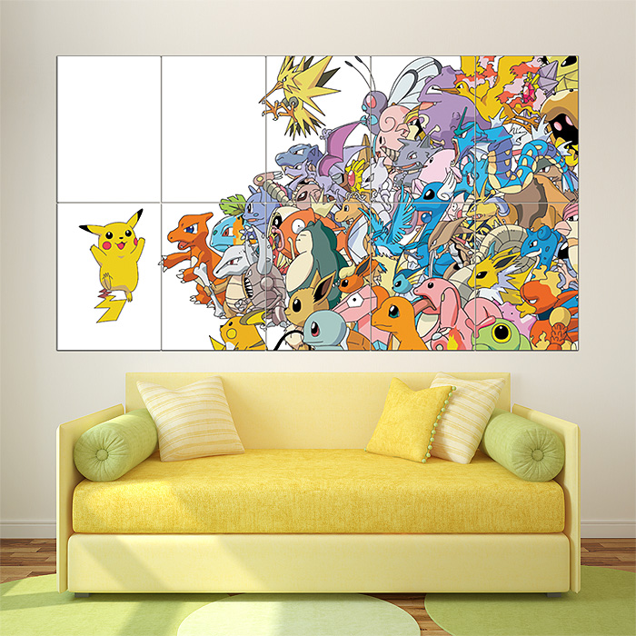 psykologisk Amfibiekøretøjer Surichinmoi Pokemon Pikachu Block Giant Wall Art Poster