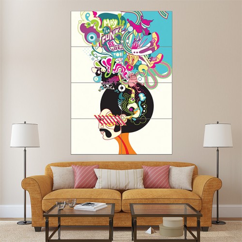 Retro Hippy 70s Funk Man Block Giant Wall Art Poster