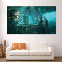 Underwater Bar Octopus Steampunk Wand-Kunstdruck Riesenposter (P-1546)