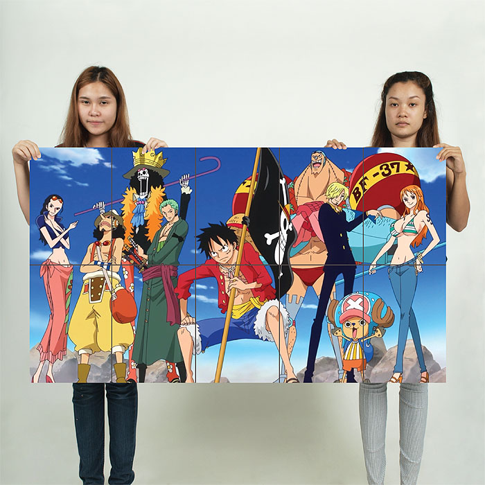 One Piece Manga Anime Version 3 Block Giant Wall Art Poster