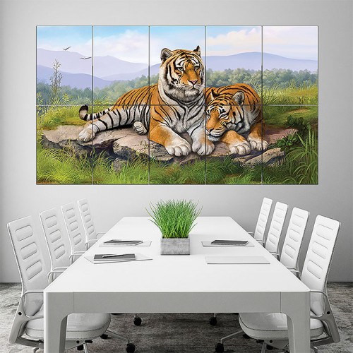 Tigers Art Block Giant Wall Art Poster