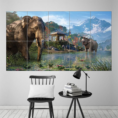 Far Cry 4 Elephants Wand-Kunstdruck Riesenposter